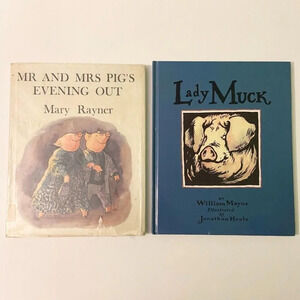 Vintage Lot Lady Muck by Mayne and Mr and Mrs Pigs Evening  Out by Rayner Books